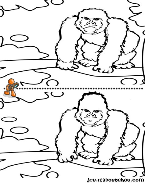 7 différences enfant fiche 7 différences animaux / gorille